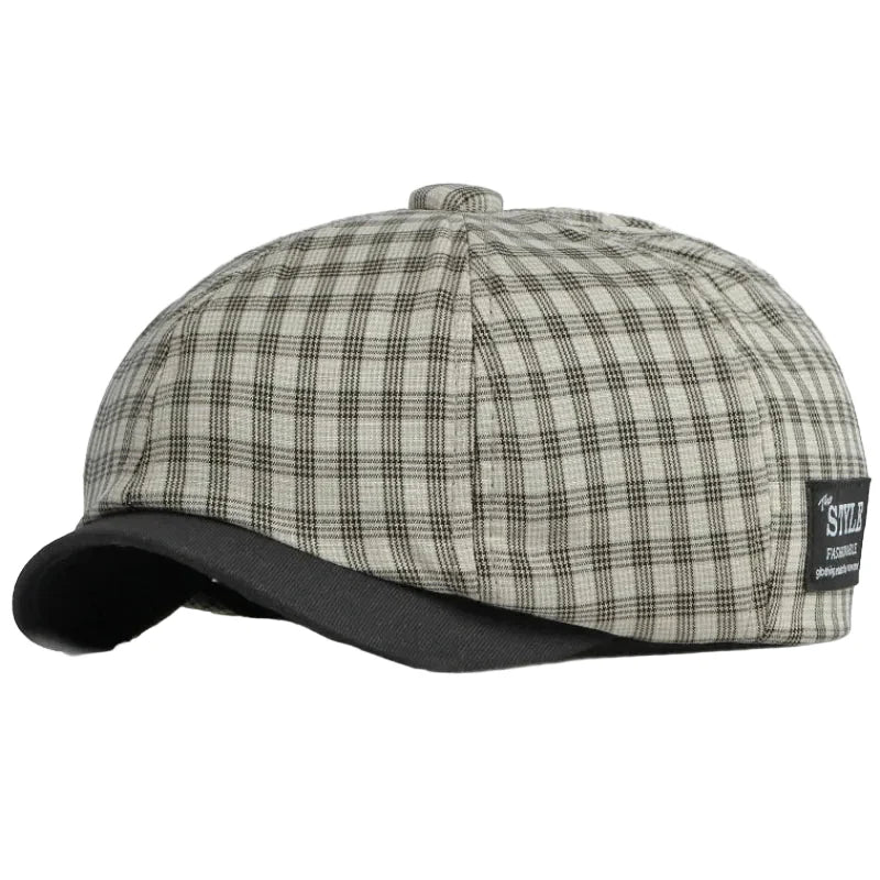 Madison Vintage Plaid Cotton Newsboy Cap