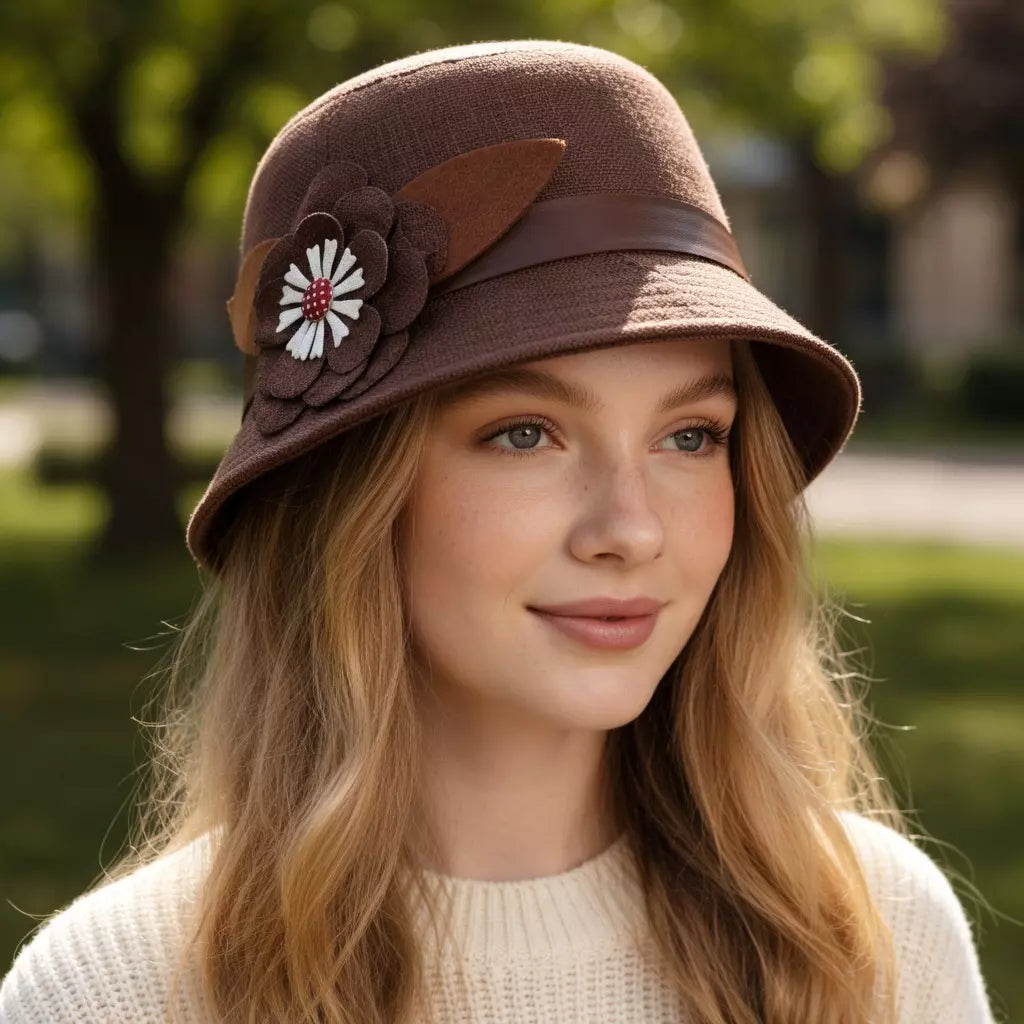 Madison Women Floral Linen Cloche Bucket Hat