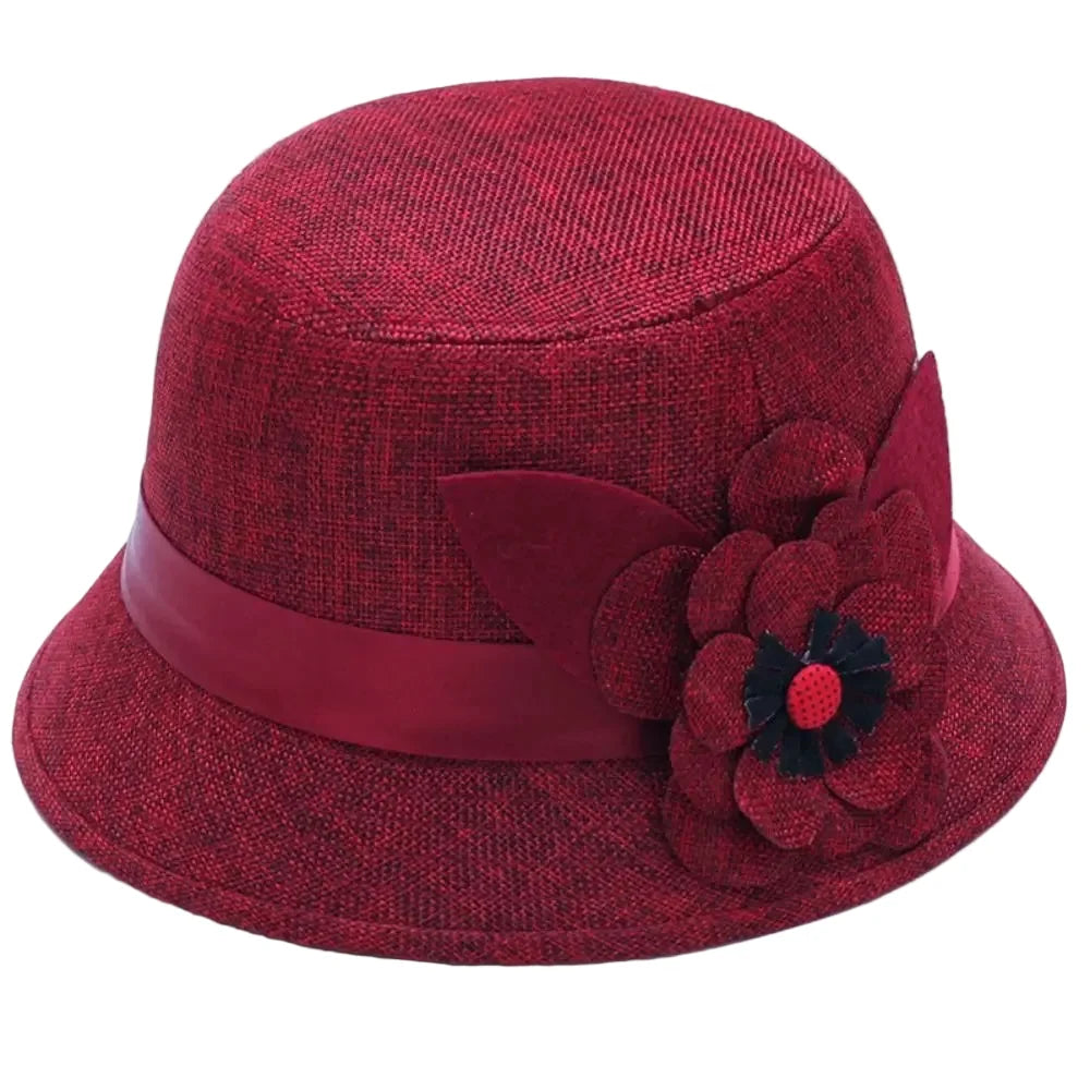 Madison Women Floral Linen Cloche Bucket Hat