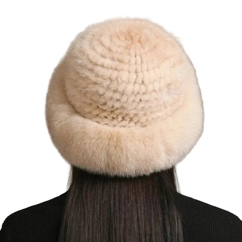 Maine Winter Woman Natural Mink Fur Russian Bucket Hat