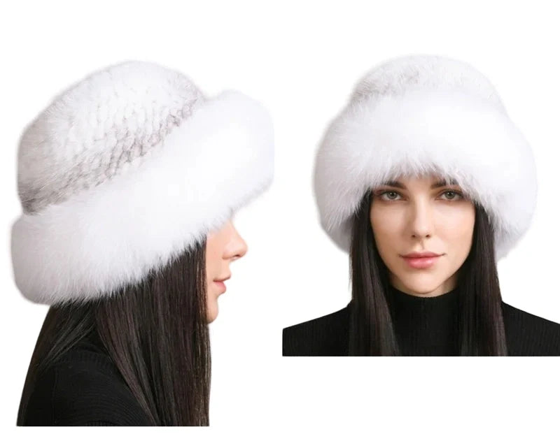 Maine Winter Woman Natural Mink Fur Russian Bucket Hat