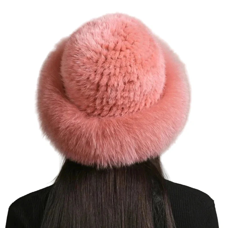 Maine Winter Woman Natural Mink Fur Russian Bucket Hat