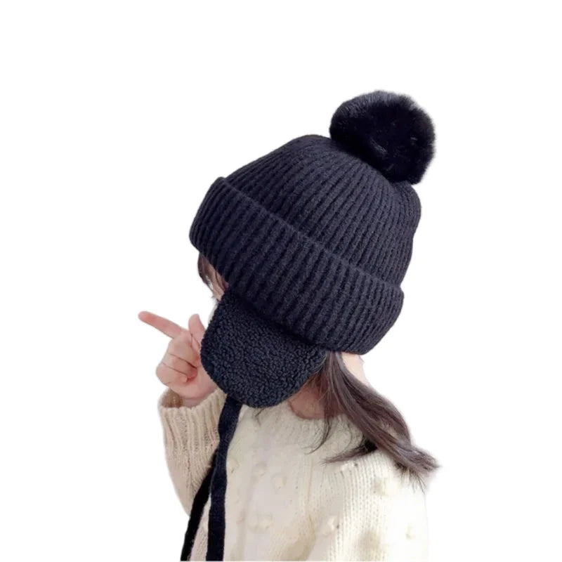 Malcom Kids Winter Wool Knitted Pom-Pom Beanie
