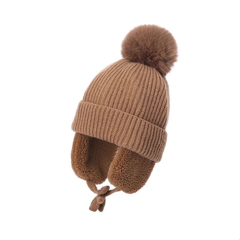 Malcom Kids Winter Wool Knitted Pom-Pom Beanie