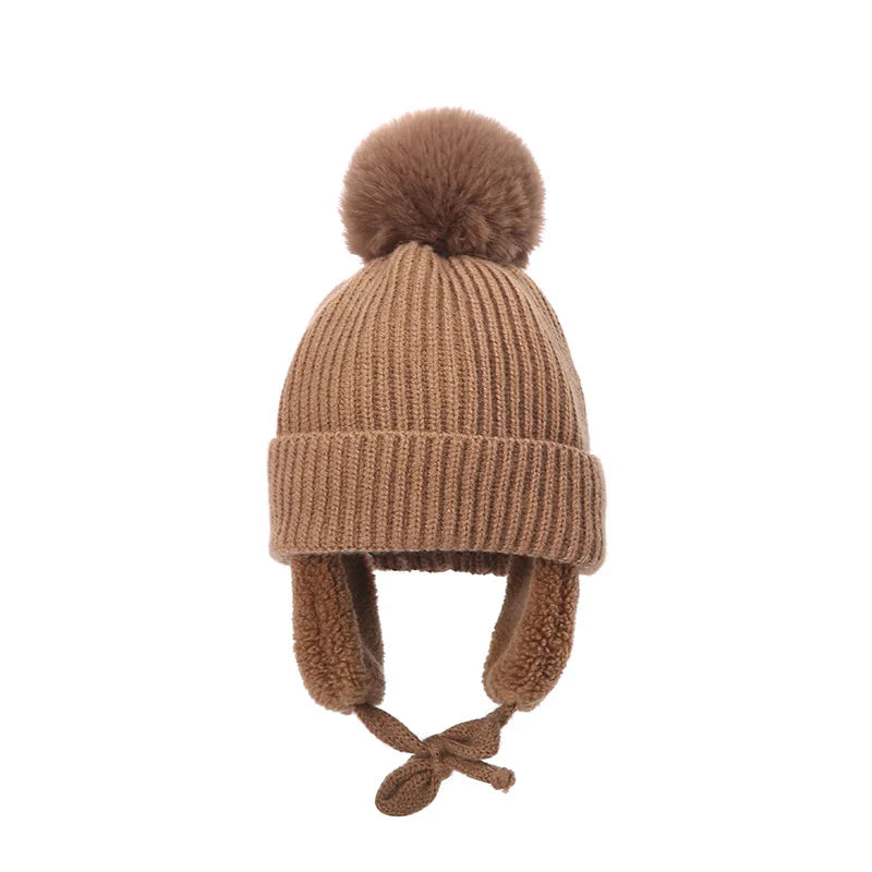 Malcom Kids Winter Wool Knitted Pom-Pom Beanie