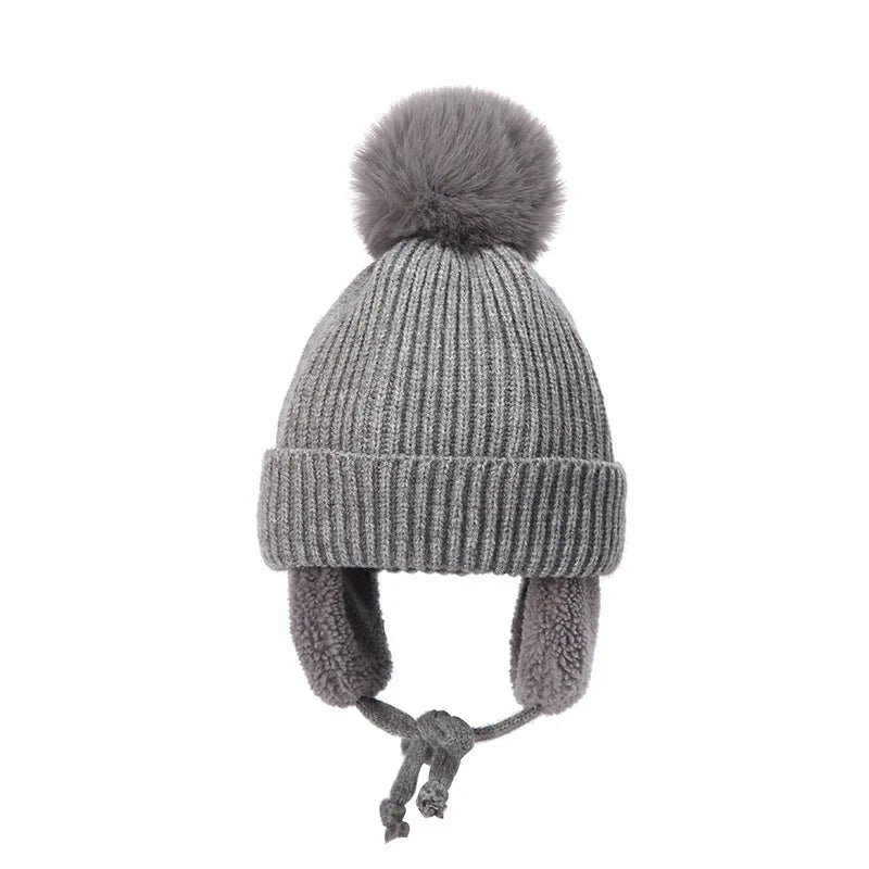 Malcom Kids Winter Wool Knitted Pom-Pom Beanie