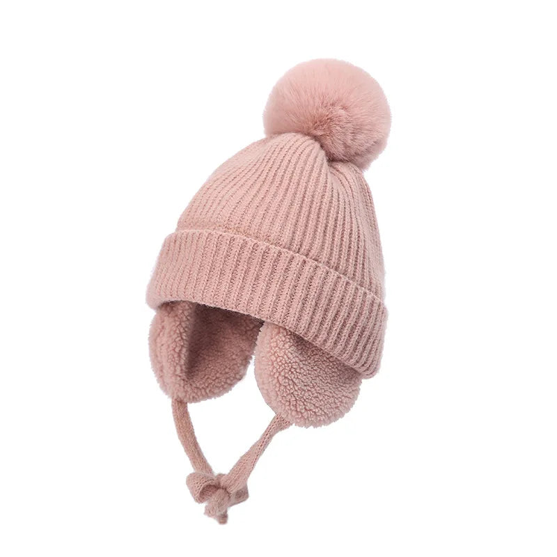 Malcom Kids Winter Wool Knitted Pom-Pom Beanie