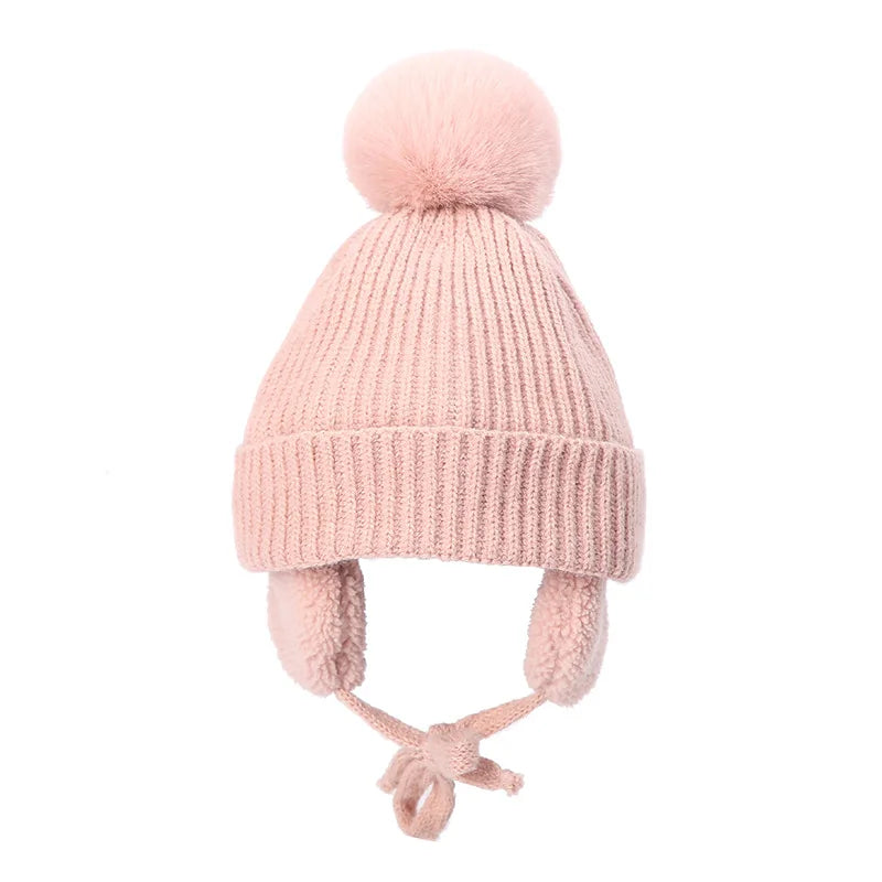 Malcom Kids Winter Wool Knitted Pom-Pom Beanie
