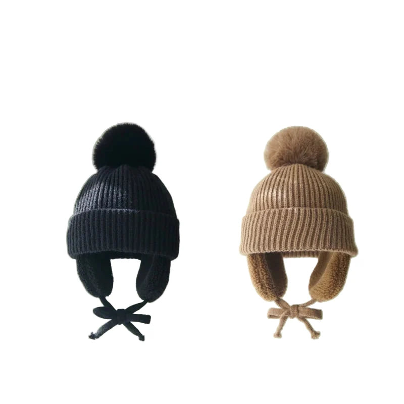 Malcom Kids Winter Wool Knitted Pom-Pom Beanie