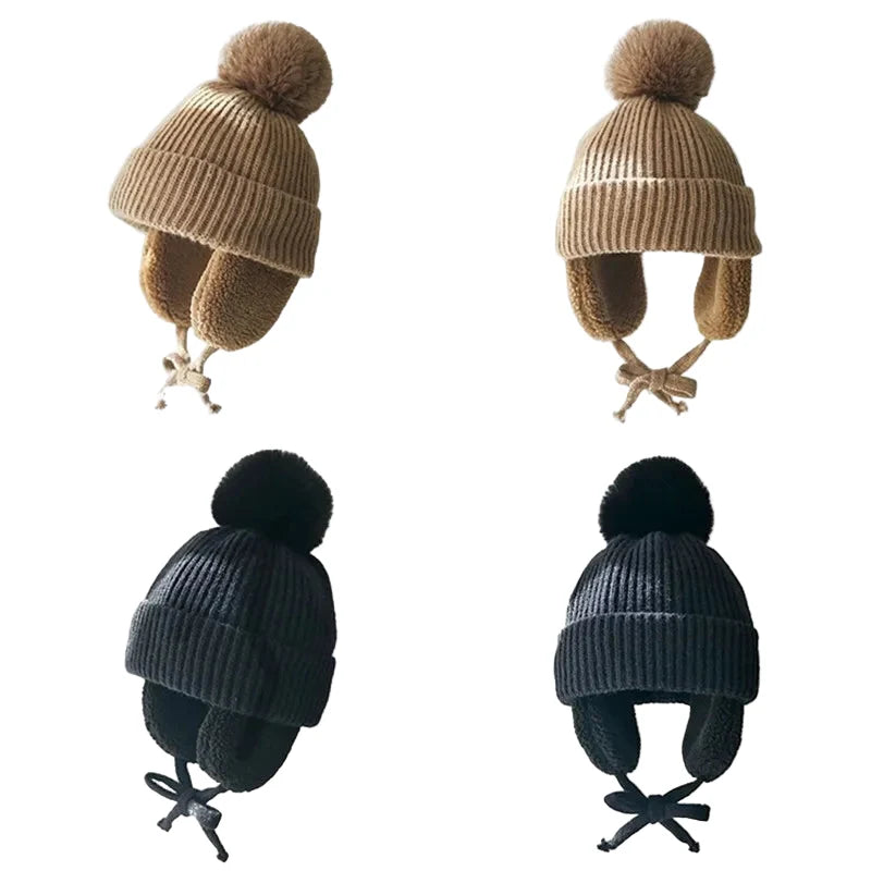 Malcom Kids Winter Wool Knitted Pom-Pom Beanie