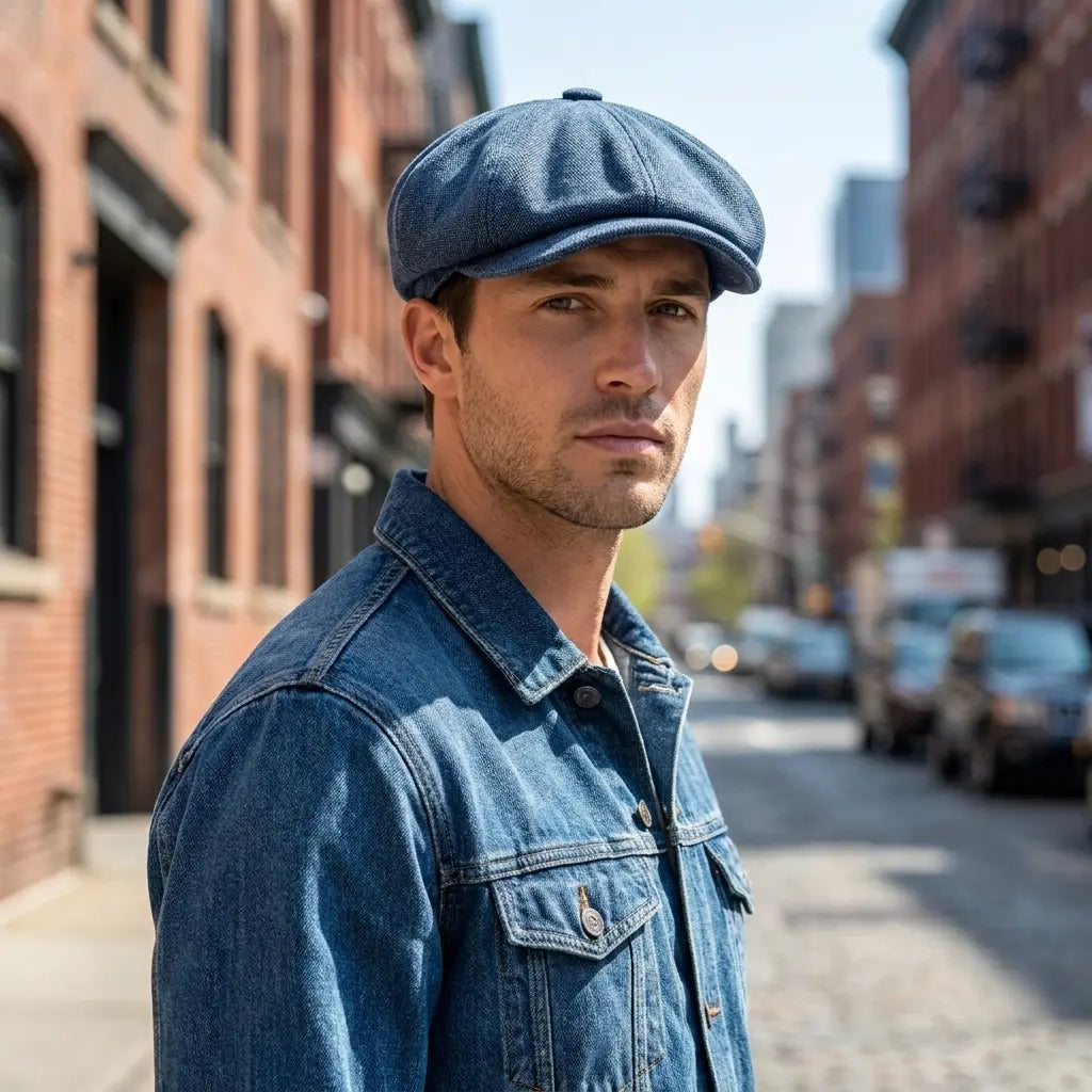 Malham Vintage Denim 8-Panels Newsboy Cap