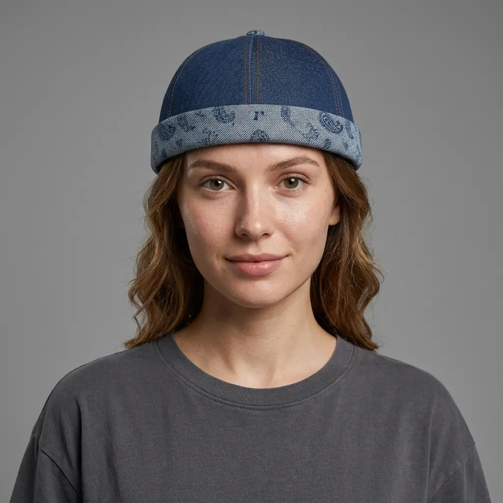 Manchester Cashew Flowers Denim Docker Cap