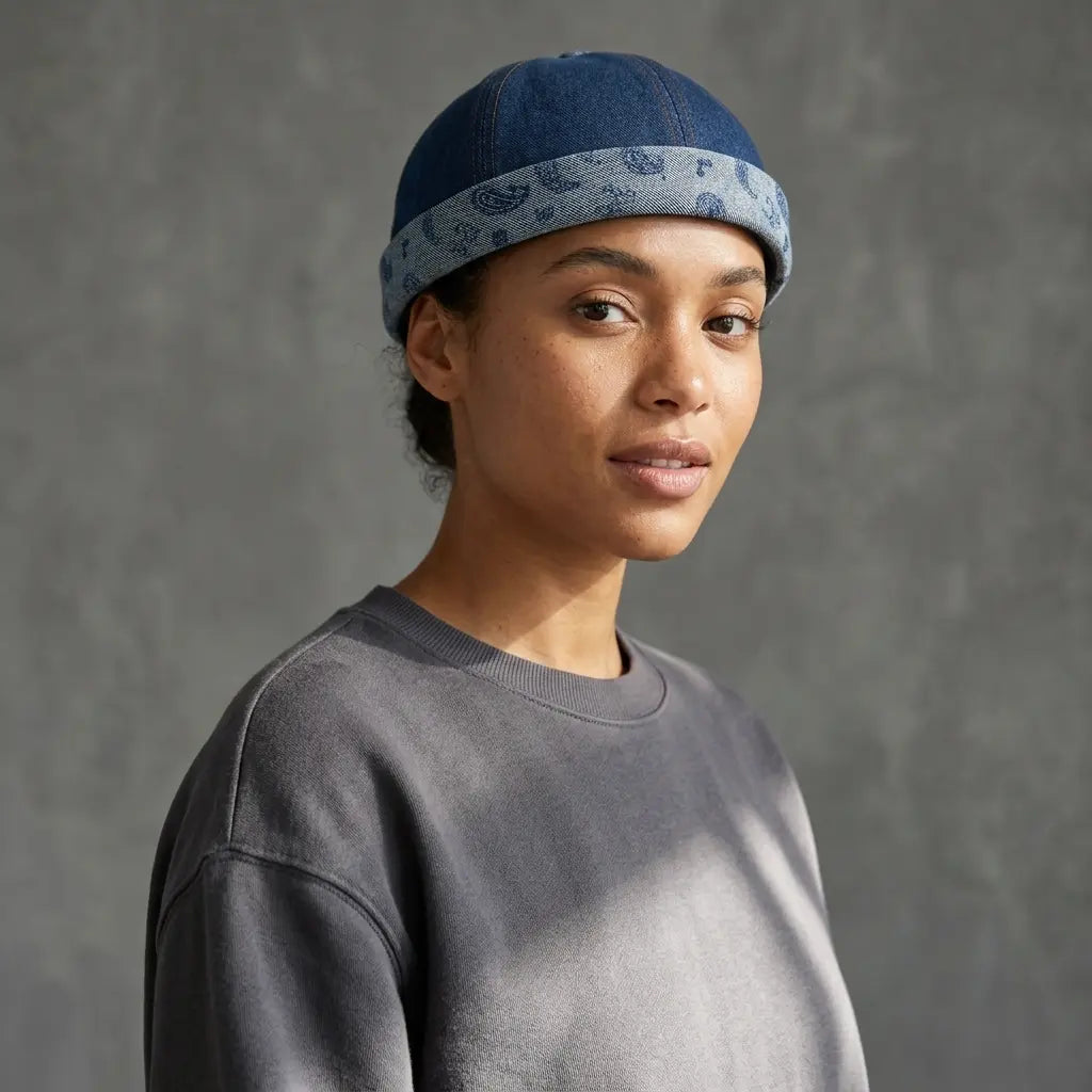 Manchester Cashew Flowers Denim Docker Cap