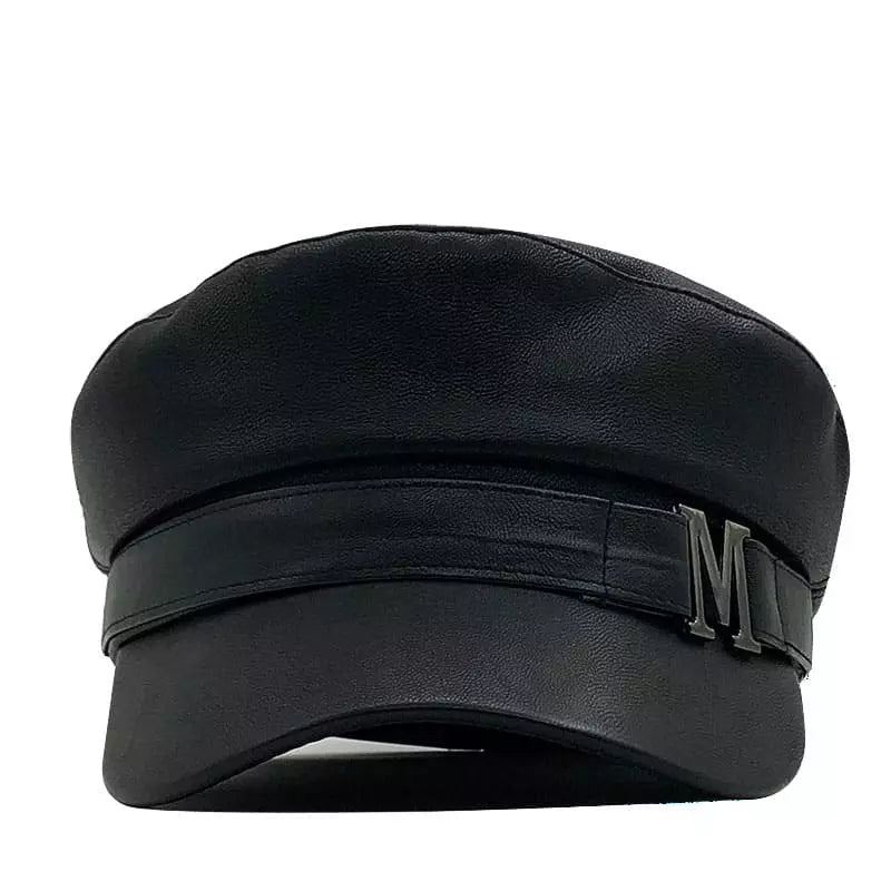 Marcel Black Leather Sailor Cap
