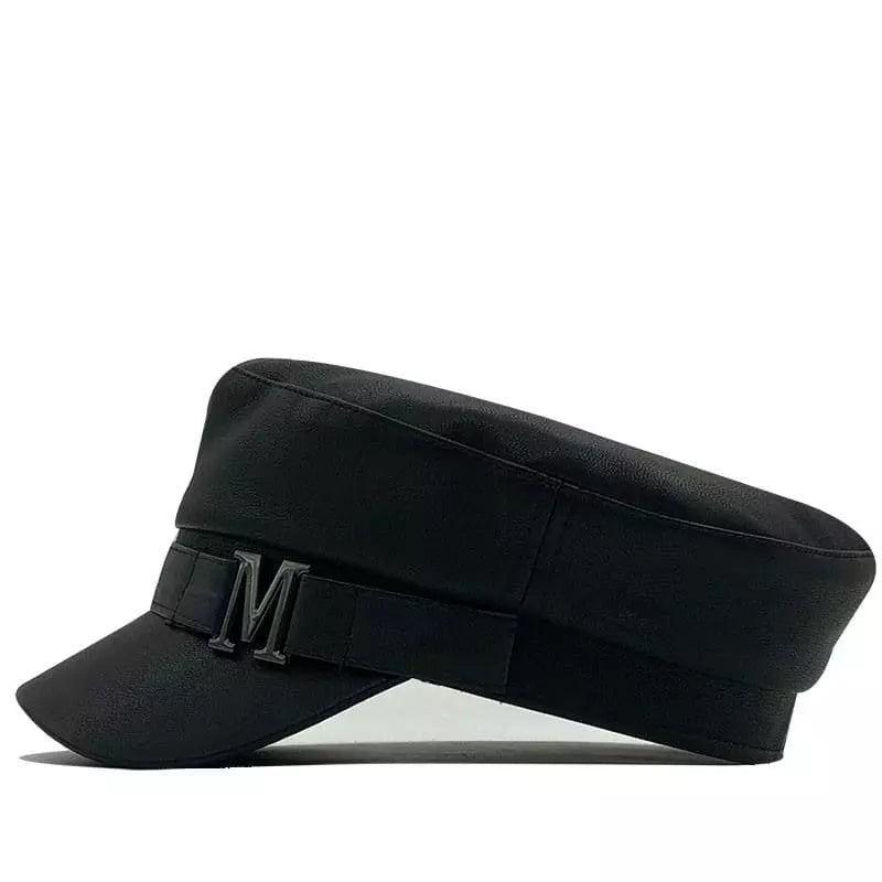 Marcel Black Leather Sailor Cap