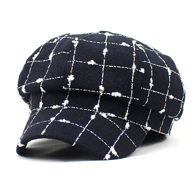 Marylin Women Plaid Newsboy Cap