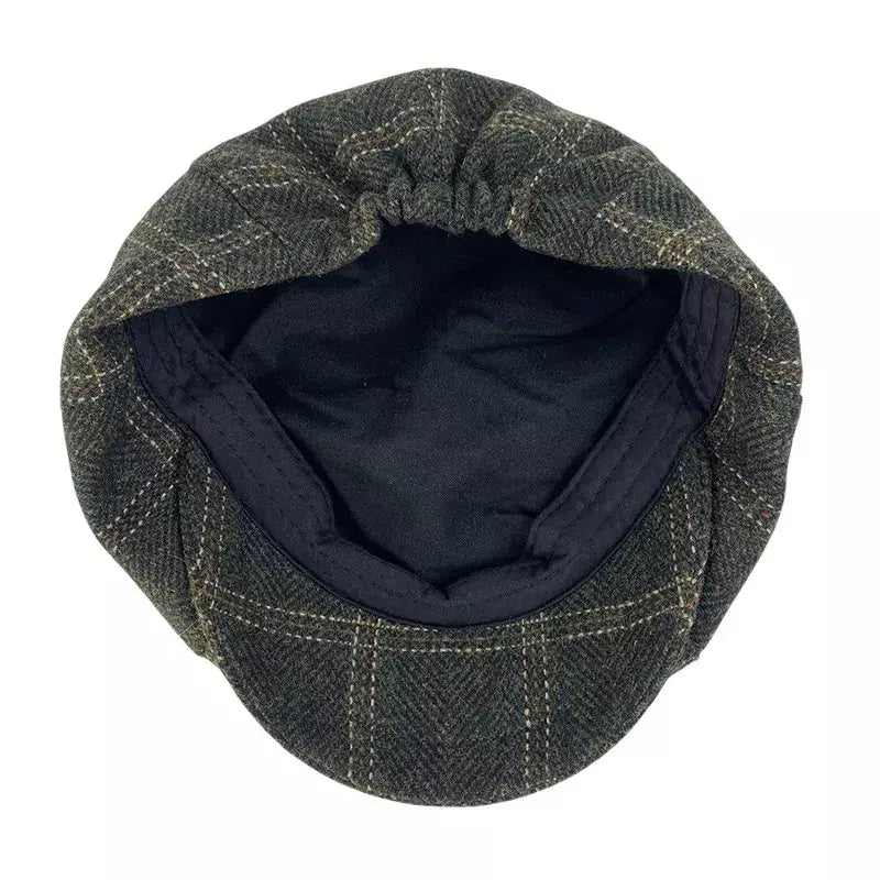 McCook Green Plaid Wool Newsboy Cap