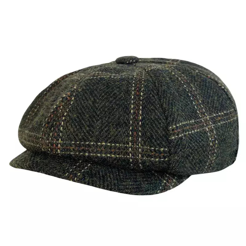 McCook Green Plaid Wool Newsboy Cap