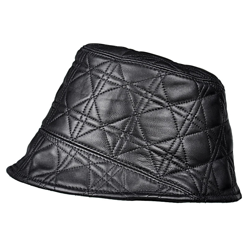 McMahon Black Genuine Leather Bucket Hat