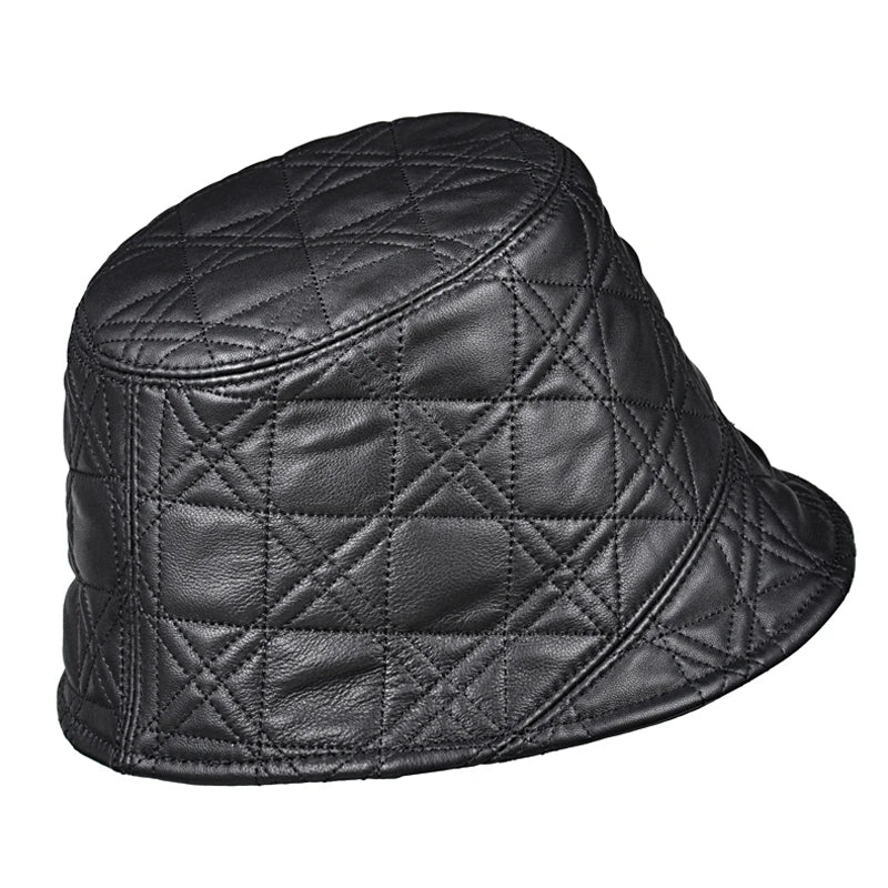McMahon Black Genuine Leather Bucket Hat