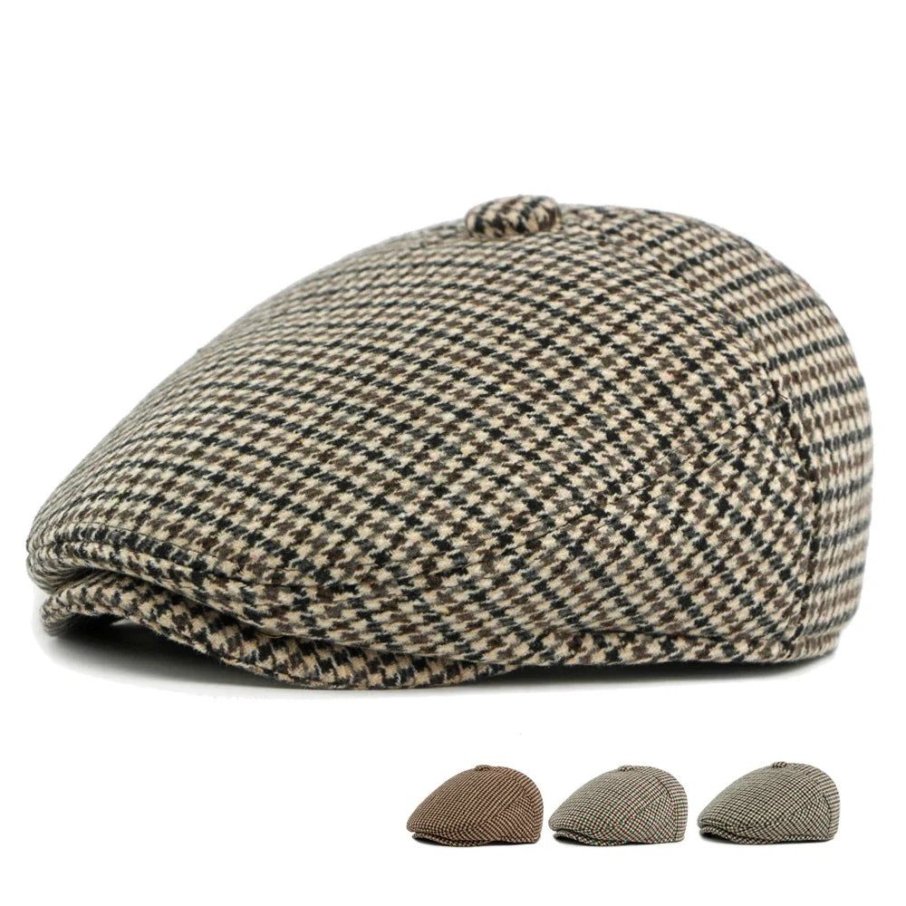 Mechelen Winter Houndstooth Earflaps Flat Cap