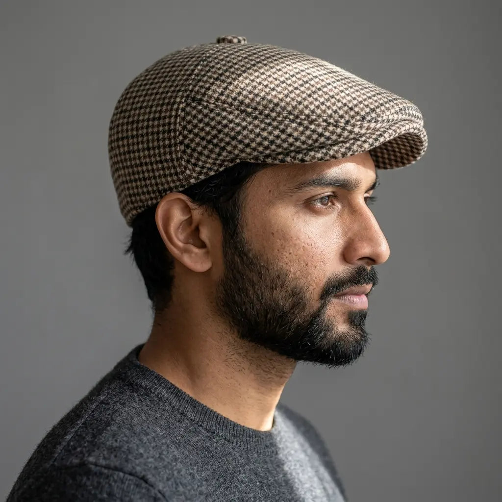 Mechelen Winter Houndstooth Earflaps Flat Cap