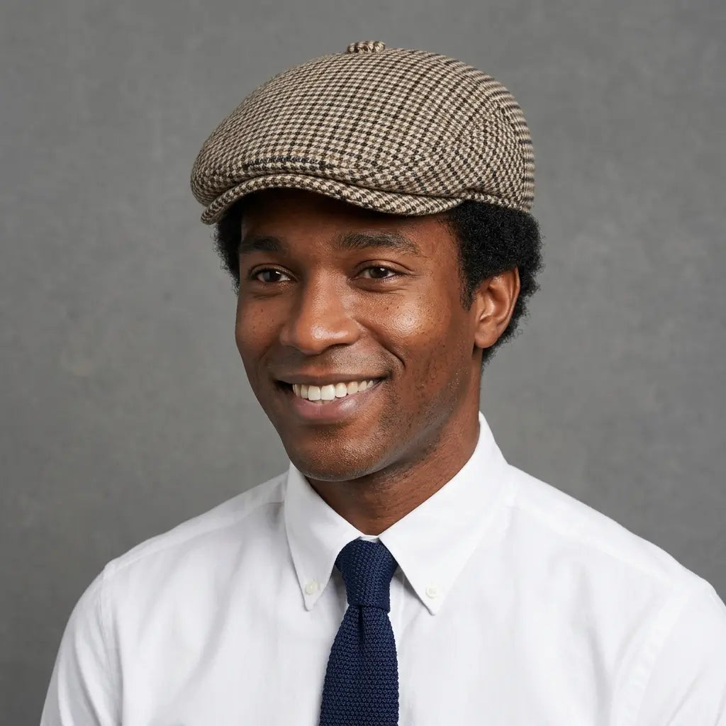 Mechelen Winter Houndstooth Earflaps Flat Cap