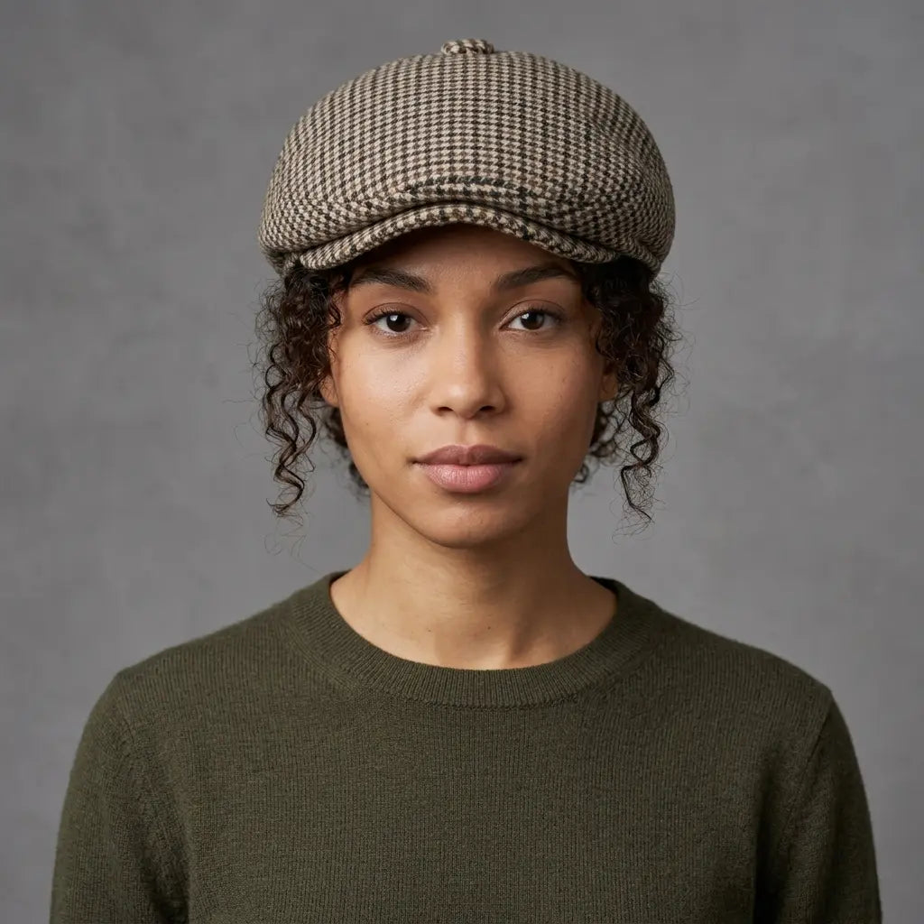 Mechelen Winter Houndstooth Earflaps Flat Cap