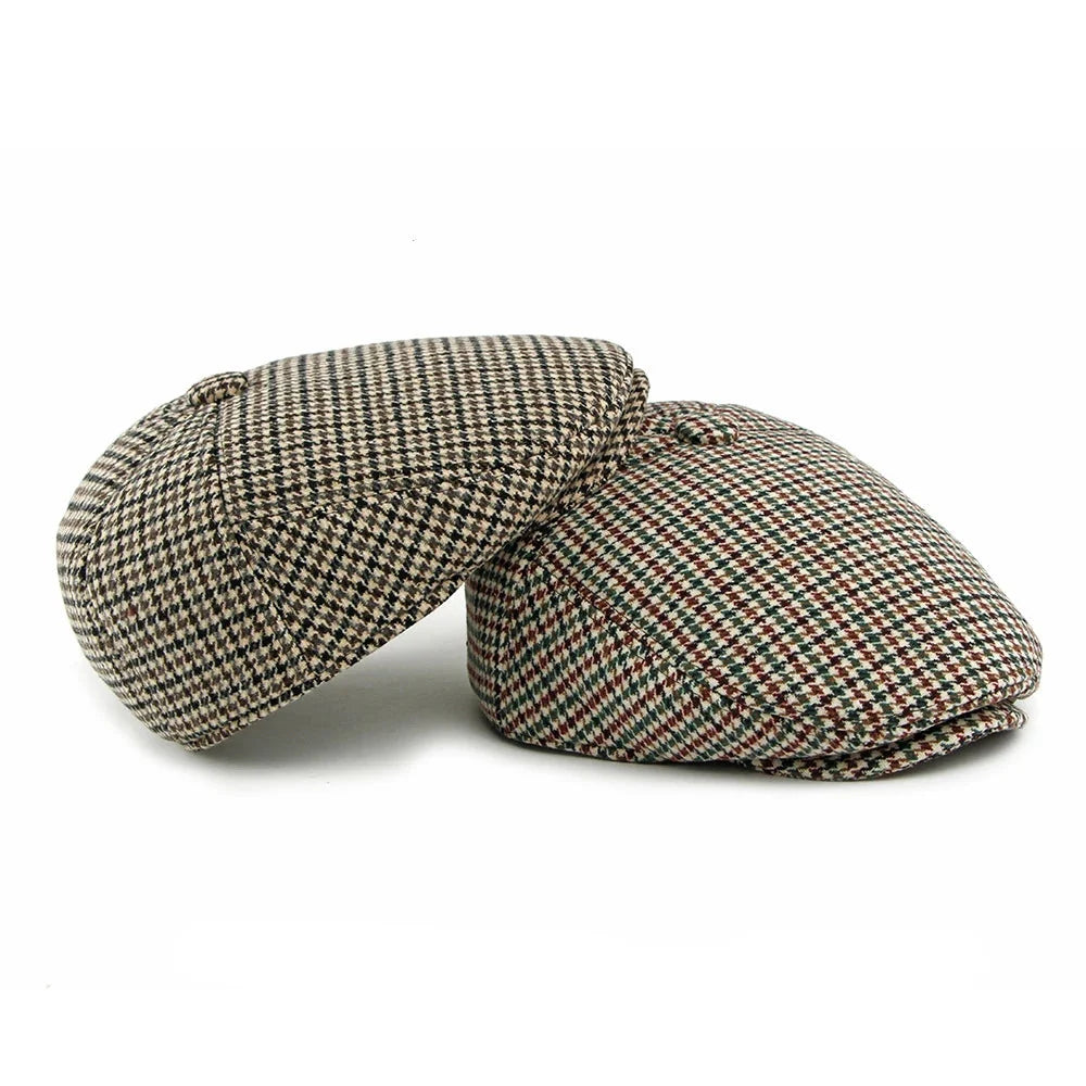 Mechelen Winter Houndstooth Earflaps Flat Cap