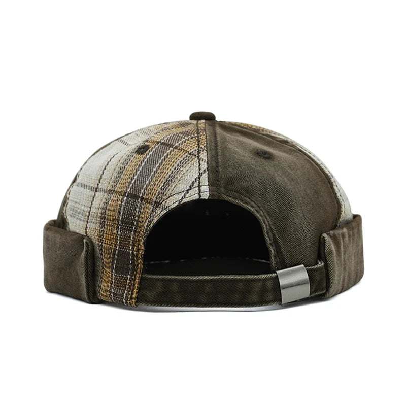 Michigan Patchwork Tartan Cotton Brimless Docker Cap