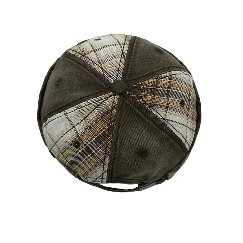 Michigan Patchwork Tartan Cotton Brimless Docker Cap