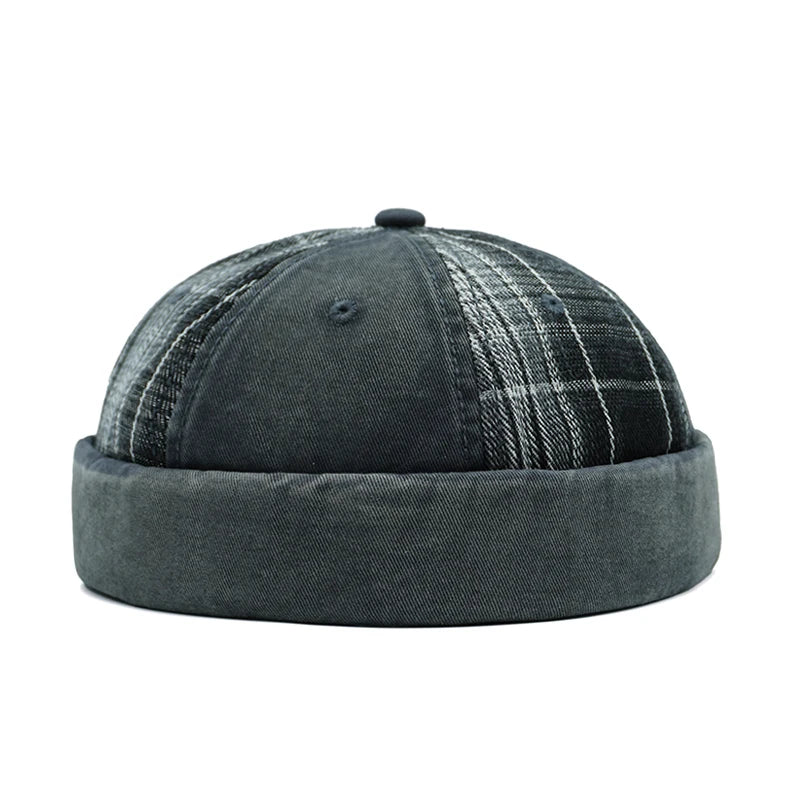 Michigan Patchwork Tartan Cotton Brimless Docker Cap