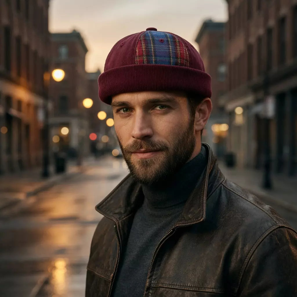 Michigan Patchwork Tartan Cotton Brimless Docker Cap