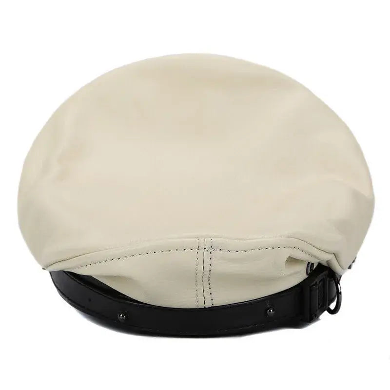 Military Captain Genuine Leather Sailor Cap