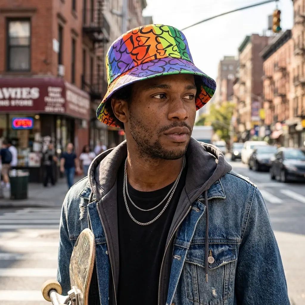 Million Hearts Rainbow Reversible Bucket Hat