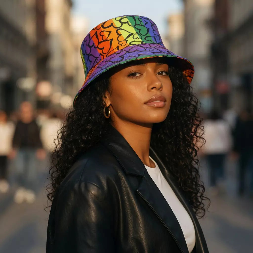 Million Hearts Rainbow Reversible Bucket Hat