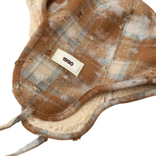 Minneapolis 1990 Winter Plaid Fur Bomber Hat
