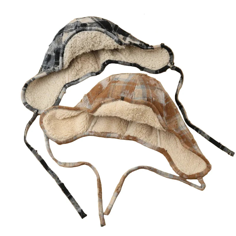 Minneapolis 1990 Winter Plaid Fur Bomber Hat