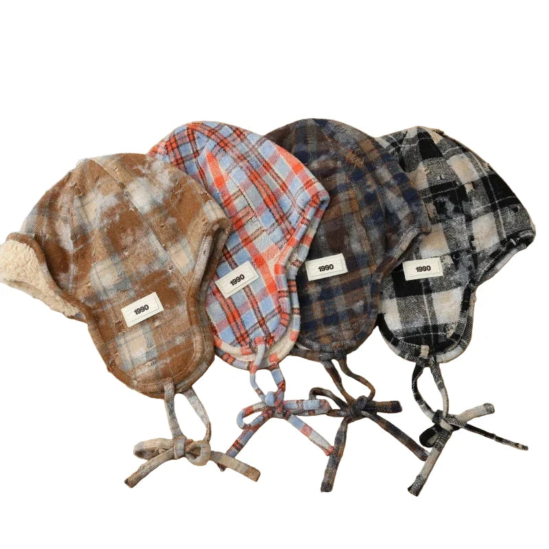 Minneapolis 1990 Winter Plaid Fur Bomber Hat