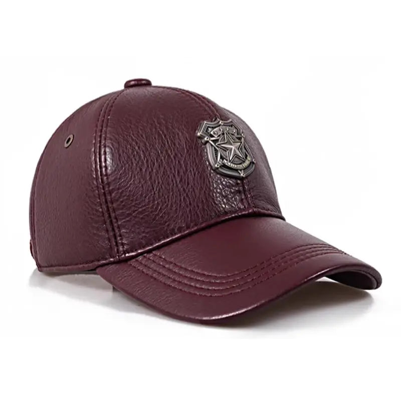 Monaitte Genuine Leather Baseball Cap