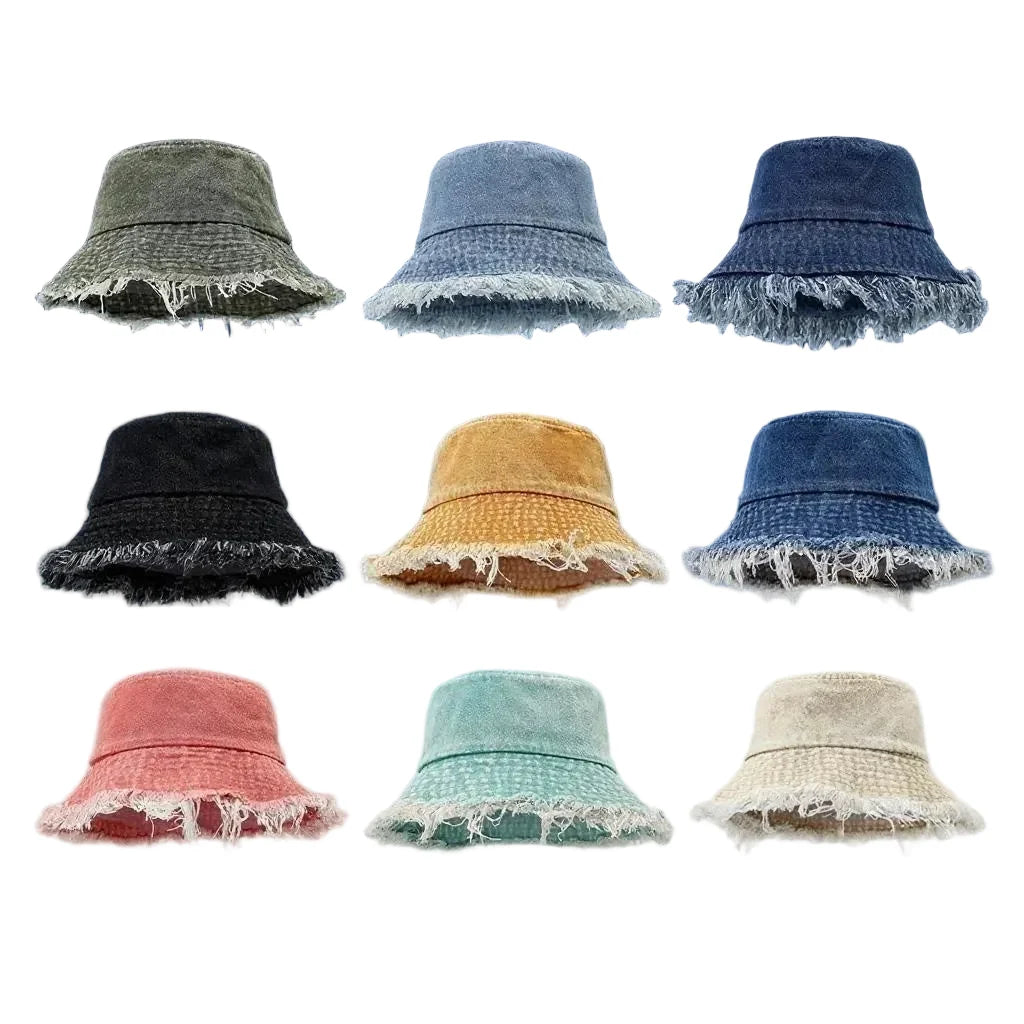 Montana Tassle Edge Denim Bucket Hat