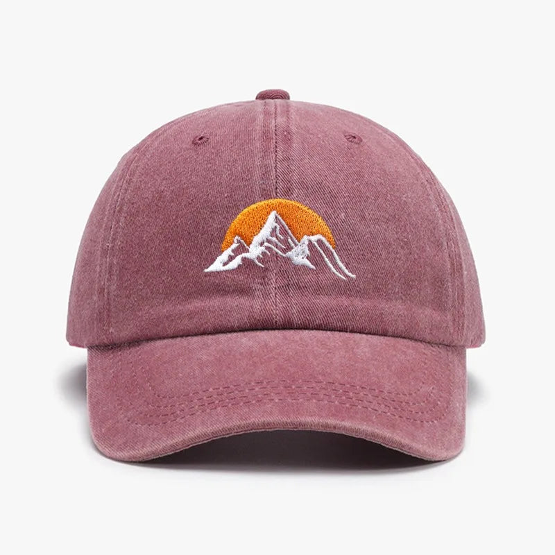 Mountain Sunset Washed Cotton Baseball Cap