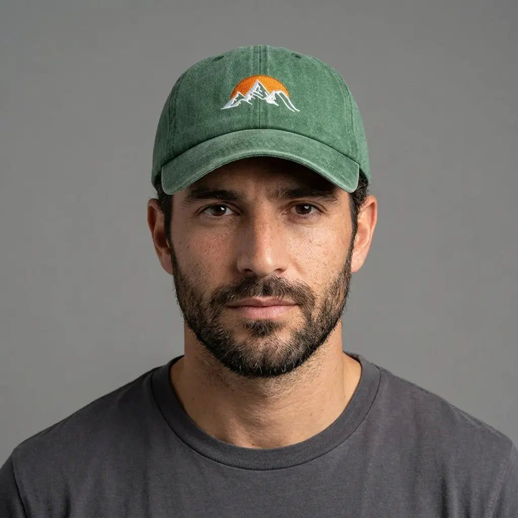 Mountain Sunset Washed Cotton Baseball Cap