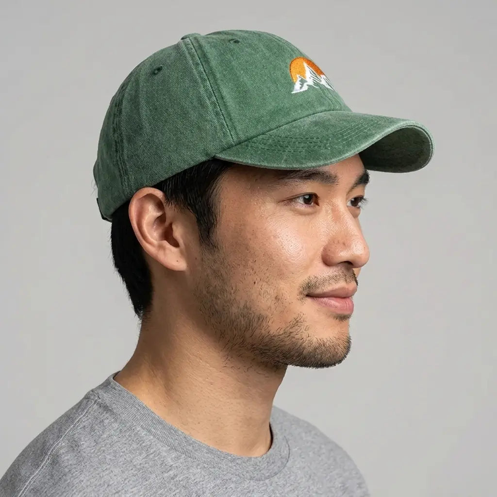 Mountain Sunset Washed Cotton Baseball Cap