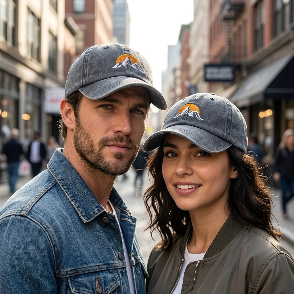 Mountain Sunset Washed Cotton Baseball Cap