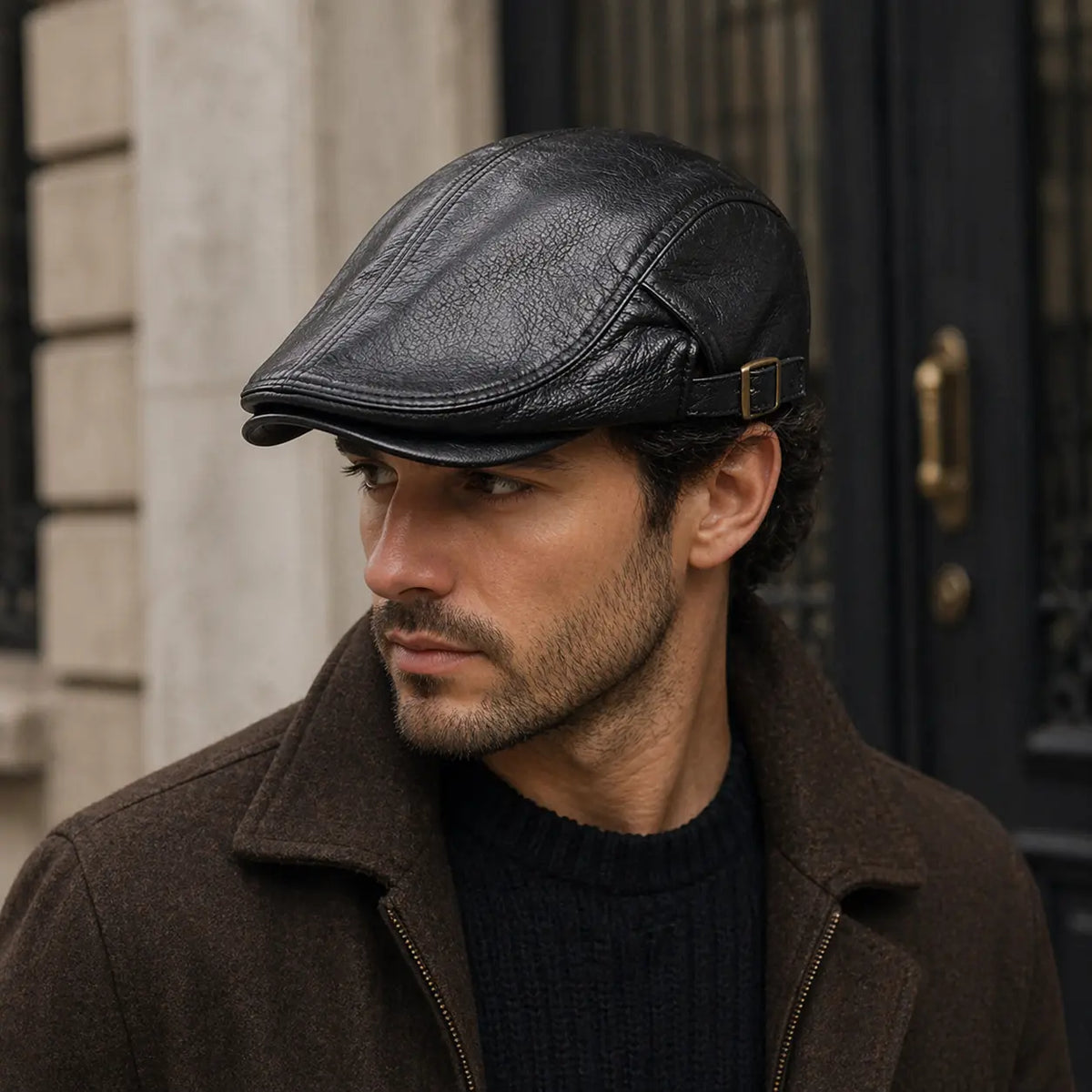 Mulholland Genuine Leather Duckbill Flat Cap
