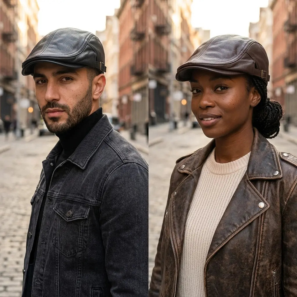 Mulholland Genuine Leather Duckbill Flat Cap