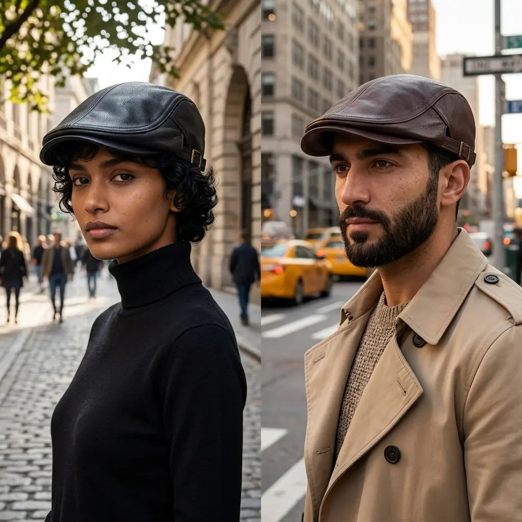 Mulholland Genuine Leather Duckbill Flat Cap