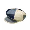 Multicolor Patchwork Denim Newsboy Cap