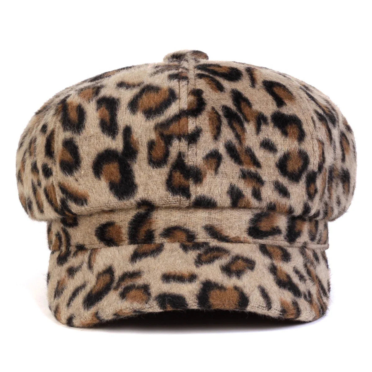Mumford Women Leopard Print Plush Newsboy Cap